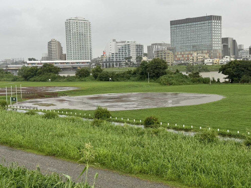 北見方球場の冠水状況1